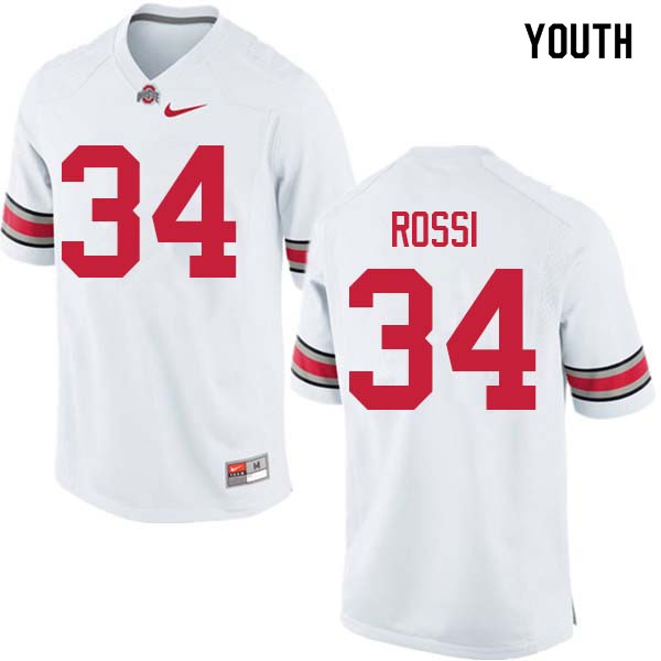 Ohio State Buckeyes Mitch Rossi Youth #34 White Authentic Stitched College Football Jersey